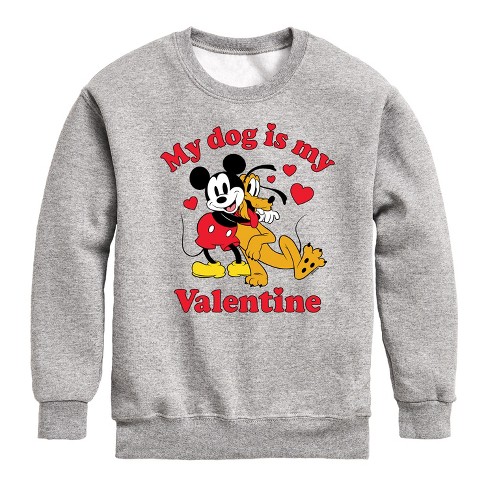 Boys' - Disney - My Dog Is My Valentine Graphic Long Sleeve Fleece Sweatshirt - image 1 of 4