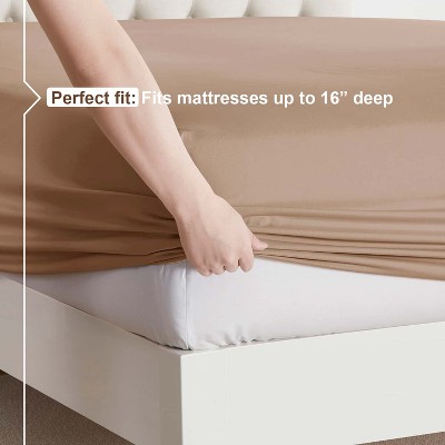 Taupe Queen Deep Pocket Microfiber 4-Piece Sheet Set