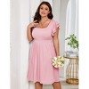 YESFASHION Plus Size Women Casual Midi Dress Short Ruffle Sleeves High Waist Summer Dress with Pockets - 4 of 4