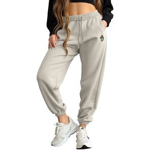 Dalix Sorcerer Frog Embroidered Jogger Pant Soft Fleece Relaxed Fit Lounge Womens - 1 of 4