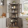 67" Farmhouse Corner Cabinet - Glass Door Storage Hutch with LED Lights for Kitchen/Living Room/Bathroom - 3 of 4