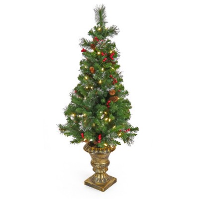 4' Prelit Led Crestwood Spruce Entrance Artificial Christmas Tree Warm ...