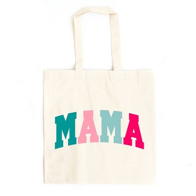 City Creek Prints Bright Mama Block Canvas Tote Bag - 15x16 - Natural