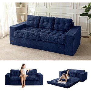 MAXYOYO Convertible Sofa Bed, Pull Out 3 Seater Sleeper Sofa, 2 in 1 Fold Out Floor Couch with Pillows for Living Room - 1 of 4