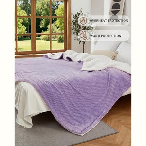 Machine Washable Heated Electric Throw, Soft Flannel Waffle Fast Heating Blanket for Couch/Bed, Heating Levels & Auto Off - 1 of 4