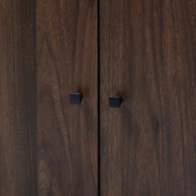 Walnut Brown 2-Door Wood Entryway Shoe Storage Cabinet with Open Shelf