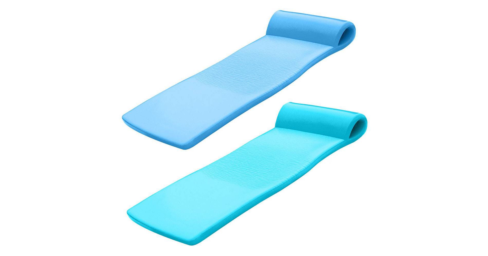 TRC Recreation 2-Pack Sunsation 1.75" Thick Foam Pool Float Lounger, Bahama Blue & Tropical Teal w/ Headrest for Lounging & Sunbathing in Swimming