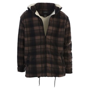 Gioberti Mens Faux Shearling Lined Flannel Jacket with Removable Hood - 1 of 4