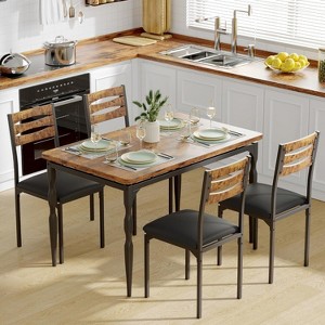 5 Piece Dining Table Set, Dining Table and Chairs with Rectangular Table & 4 Chairs for Small Spaces Kitchen Apartment - 1 of 4