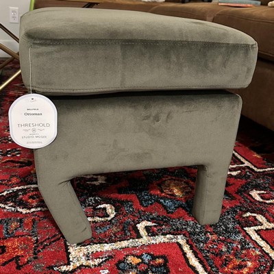 Clarkdale Channel Tufted Ottoman With Wood Base Light Brown Velvet -  Threshold™ Designed With Studio Mcgee : Target