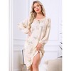 INSPIRE CHIC Womens Nightgown Floral Long Sleeve Pleated Raglan Sleeve Elastic Cuff Midi with Pocket Sleepwear Nightdress - 2 of 4