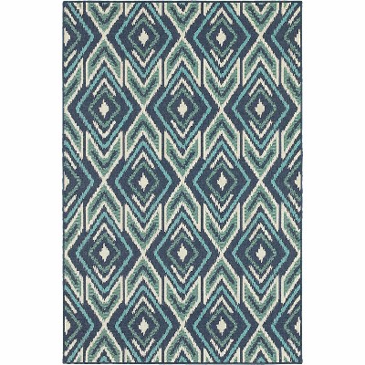Oriental Weavers Meridian 2'3" x 7'6" Machine Woven Runner Rug in Navy