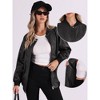 Allegra K Women's Faux Leather Stand Collar Zip Up Oversized Moto Bomber Jackets - 2 of 4
