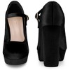BLISSFUL STEP Women's Ankle Strap Faux Velvet Round Toe Pumps - 2 of 3