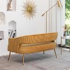 SEYNAR Modern 51'' Velvet Tufted Loveseat Open Back with Golden Metal Legs - 4 of 4