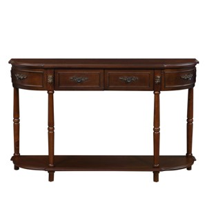 Farmhouse Half-Moon Entryway Console Table with Storage, Narrow Hallway Console with Drawers and Shelf for Living Room - Panipeachy - 1 of 4