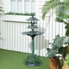Munora 3-in-1 Pedestal Birdbath, Outdoor Bird Bath with Feeder & Flower Planter, 20" Green Basin - 2 of 4