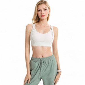 Anna-Kaci Active Women's Medium Impact Sports Bra with Wide Band and Scoop Neck - 1 of 4