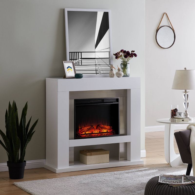 Lockman Stainless Steel Fireplace White - Aiden Lane, 4 of 16