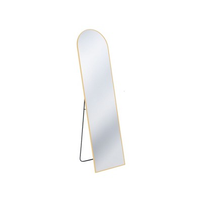 HomeRoots 59" Gold Metal Arch Freestanding and Wall Mount Framed Full Length Mirror