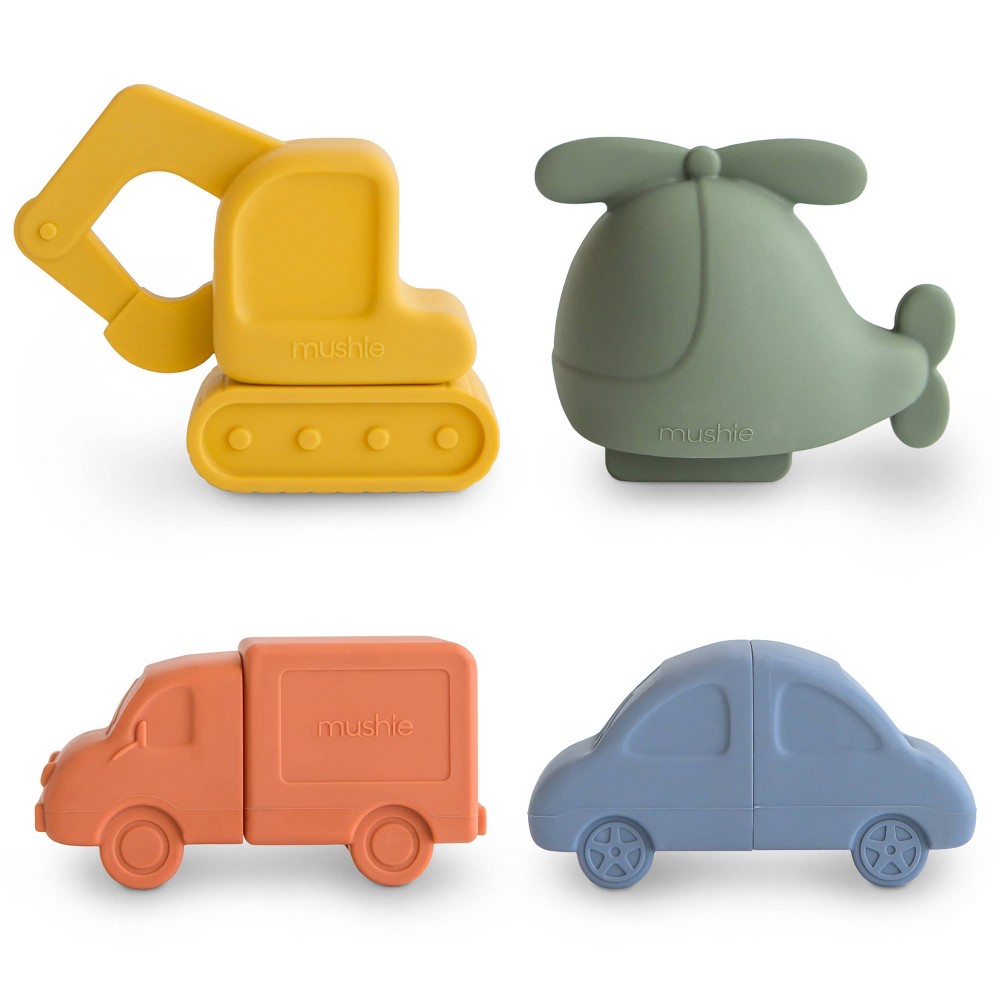 Photos - Bath Toy Mushie Free Bath Play Set - Vehicles Mold - 4pk
