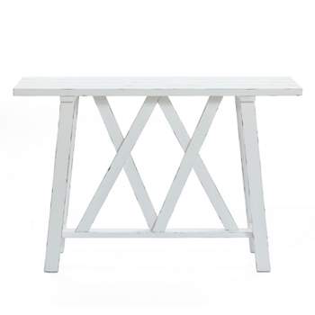 LuxenHome Farmhouse White 48" W Console and Entry Table