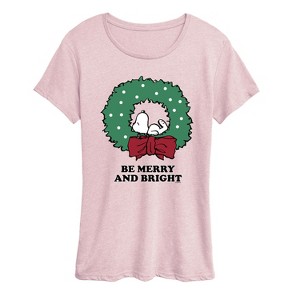 Women's - Peanuts - Holiday Vibes Short Sleeve Graphic T-Shirt - 1 of 4