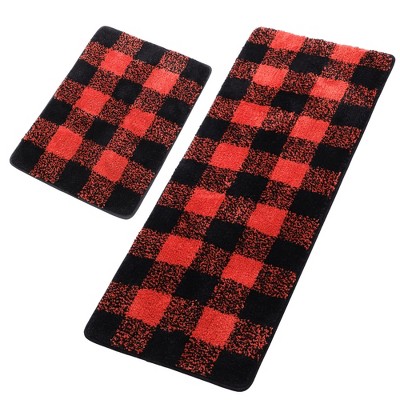 Piccocasa Microfiber Plaid Bathroom Rugs Extra Soft Fluffy Absorbent Bath  Mats For Bathroom Green And White 2 Pcs : Target