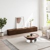 POVISON Minimalist Fluted TV Stand with Drawers, Solid Wood Media Console with Cabinets, Flip-down Door, Walnut Veneer, Fully-Assembled, 70" - 2 of 4