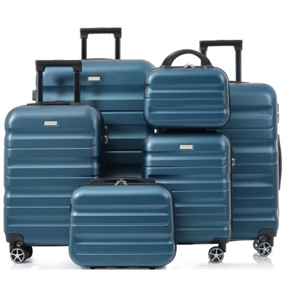 Whisen 6-Piece Hardshell Luggage Set with Dual Spinner Wheels (Carry-On & Check-In) - Inky Blue