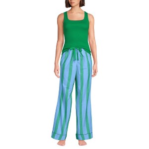Lands' End Women's Knit Cotton Poplin 2 Piece Pajama Set - Tank Top and Pants - 1 of 3