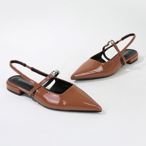 Berness Women's Victoria Patent Pointed Flats with Sleek Strap Detail - 1 of 4