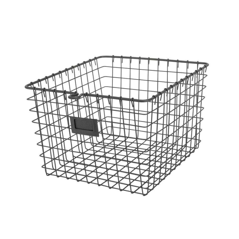 Spectrum Diversified Medium Storage Basket Dark Gray: Metal Utility Cabinet, Portable Universal Organizer, 16"x11.1"x12.25"