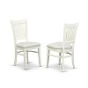 HomeStock 5-Pc wooden dining table set-4 dining chairs with Slatted Back and Linen fabric seat Linen White Finish - 3 of 3