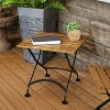 Sunnydaze Indoor/Outdoor European Chestnut Wood Folding Square Patio Accent Side Table - 20" - Brown - image 2 of 4