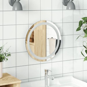 vidaXL LED Bathroom Mirror Wall Mounted Bathroom Vanity Mirror with Lights Round - 1 of 4