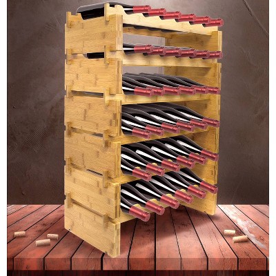 6-Tier Stackable Bamboo Wine Rack - Sorbus