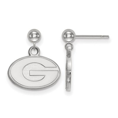 Black Bow Jewelry 14k White Gold Georgia Bulldogs NCAA Dangle Earrings
