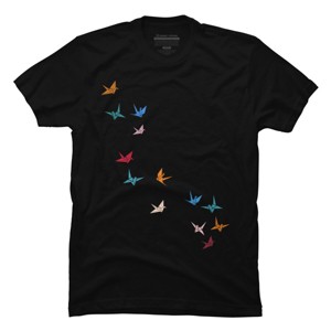 Men's Design By Humans Flying Paper Cranes Birds By Magnussons T-Shirt - 1 of 4