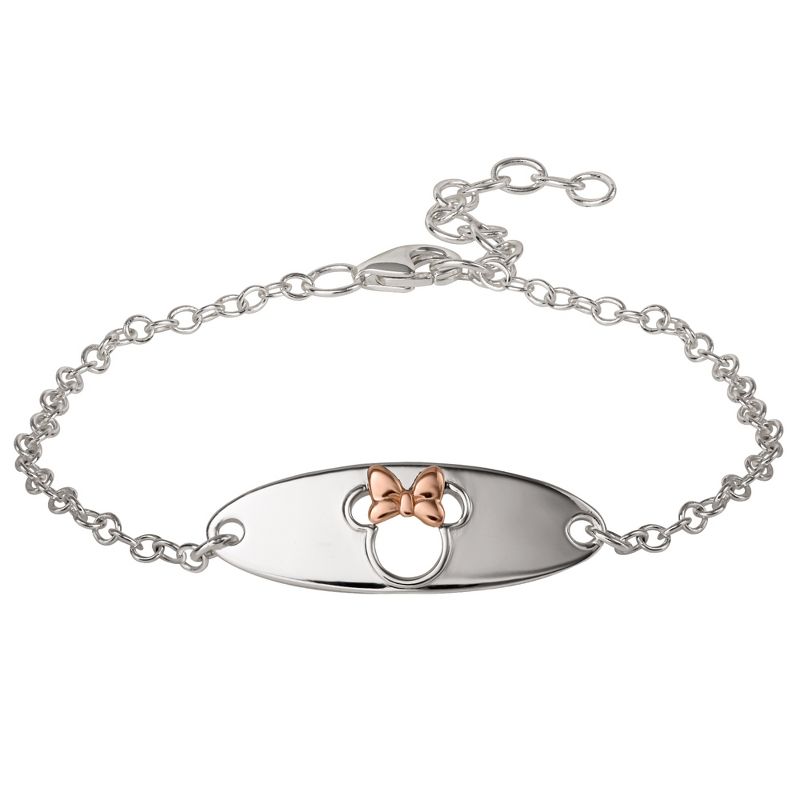 Disney Girls Minnie Mouse Sterling Silver Pink Plated Bracelet - 5.5 + 1", 1 of 6