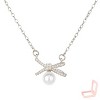 Silver Titanium Steel Bow & Pearl Modern Women's Necklace - 2 of 4