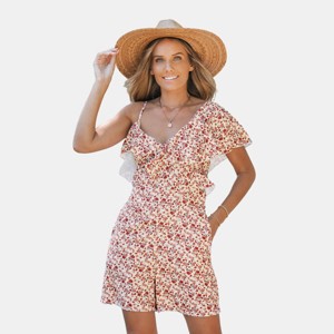 Women's Floral Asymmetric Ruffled Sleeves Off-Shoulder Sundress - Cupshe - 1 of 4