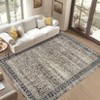 Faux Wool Vintage Distressed Floral Printed Area Rug  Ultra Thin Machine Washable Non Slip Stain Resistant Non Shedding Pet Friendly Floor Rug - 3 of 4