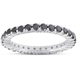 Pompeii3 1 Ct Black Diamond Eternity Ring 14k White Gold - 1 of 4