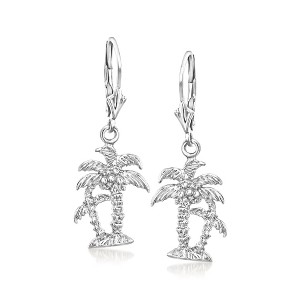 Ross-Simons Sterling Silver Palm Tree Drop Earrings - 1 of 3