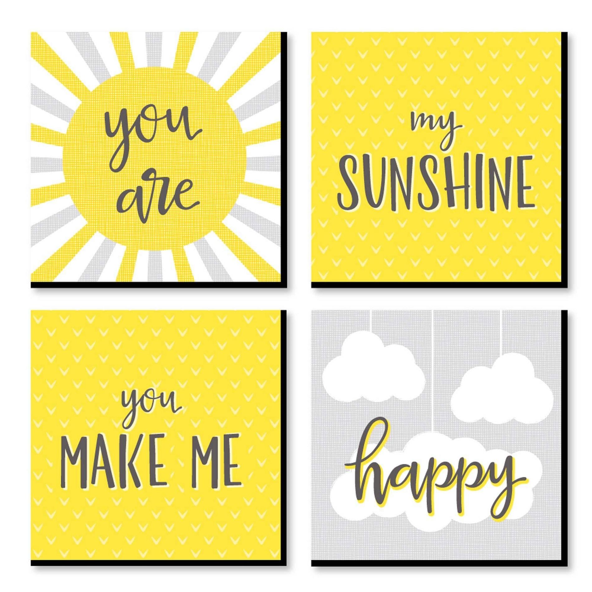 Big Dot of Happiness You are My Sunshine - Kids Room, Nursery Decor and Home Decor - 11 x 11 inches Kids Wall Art - Set of 4 Prints