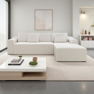 104" Cloud Corduroy L-Shaped Sectional Sofa with Chaise
