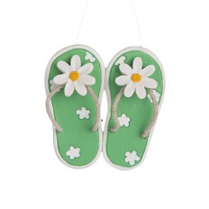 Beachcombers 3.45" Green Resin Flip Flop With Flowers Ornament - 1 of 1