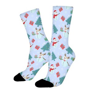 Merry Christmas Snowman Women Printed Crew Socks Funny Funky Socks Soft Polyester Novelty Gifts for Artists Men - 1 of 1