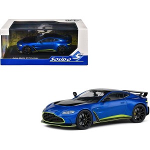 Aston Martin V12 Vantage Blue Metallic with Black Hood and Top 1/43 Die Cast Model Car by Solido - 1 of 4
